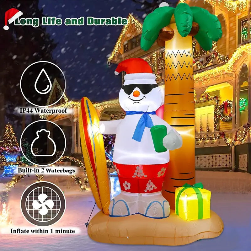 JingleJoy 8ft Inflatable Santa & Snowman with LED Lights  Outdoor Christmas Decor