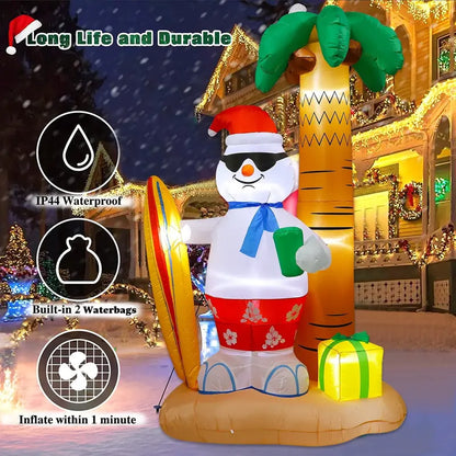 JingleJoy 8ft Inflatable Santa & Snowman with LED Lights  Outdoor Christmas Decor