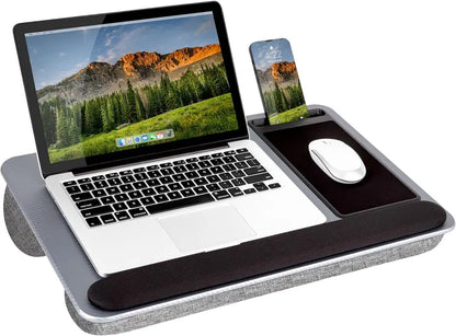 Ergonomic Lap Desk for Remote Work Featuring Integrated Mouse Pad, Cushion & Device Slot