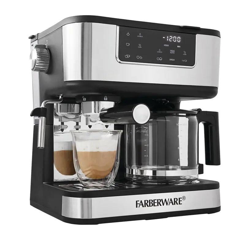 Dual Brew 10-Cup Coffee & Espresso Maker, Black & Stainless, Touchscreen