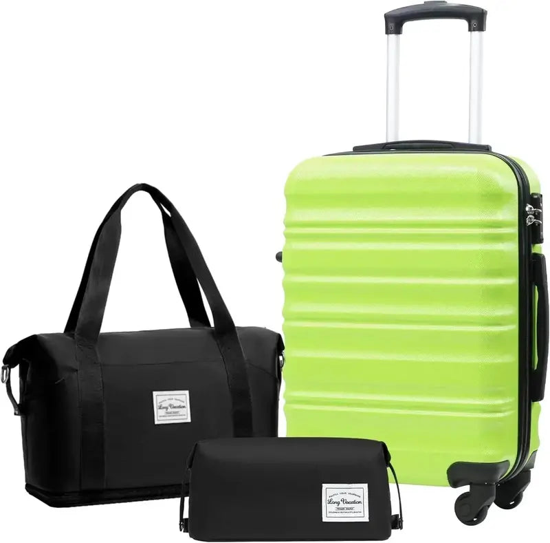 LONG VACATION 6-Piece ABS+PC Hardshell Luggage Set with Spinner Wheels and Carry-On Suitcase