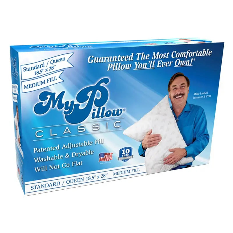 MyPillow Classic Medium Pillow  Adjustable Support for Standard/Queen Beds, White Finish