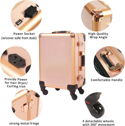 Lighted Makeup Travel Case  Medium-Sized Cosmetic Organizer with Code Lock, Built-in Speaker & Mirror