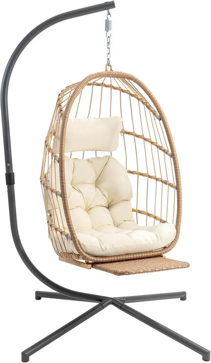 Yechen Indoor-Outdoor Egg Chair — Lightweight Wicker Hanging Swing for Living Spaces or Decks