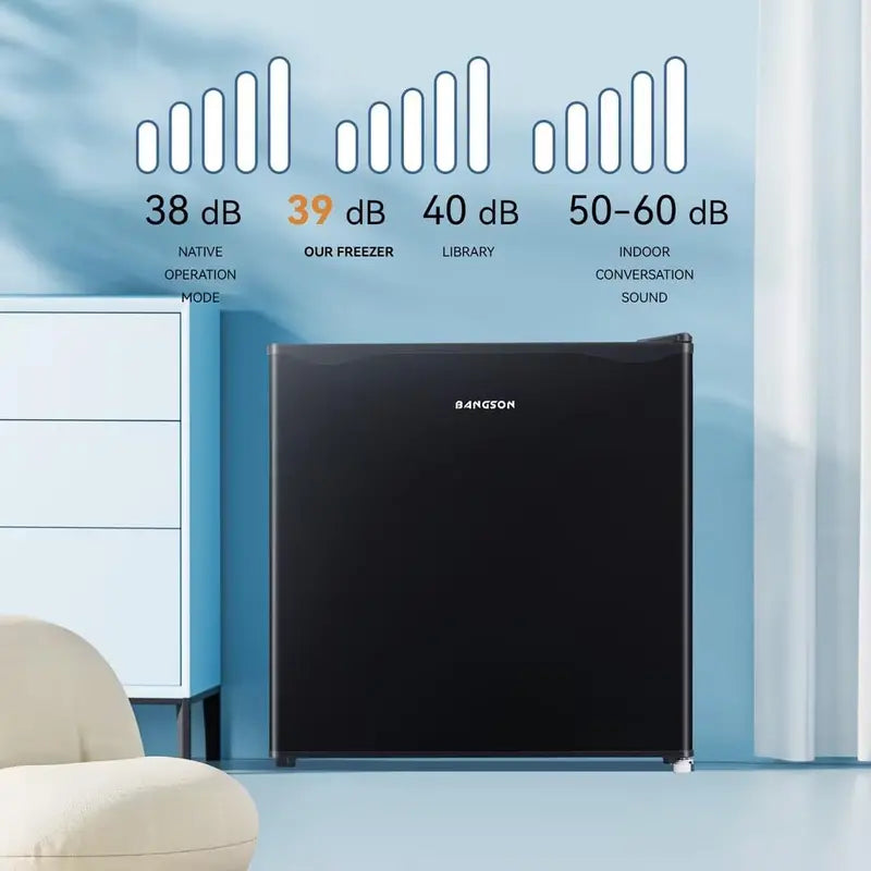 BANGSON Upright Freezer with Removable Interior Shelf  Compact Black Frost-Free Storage