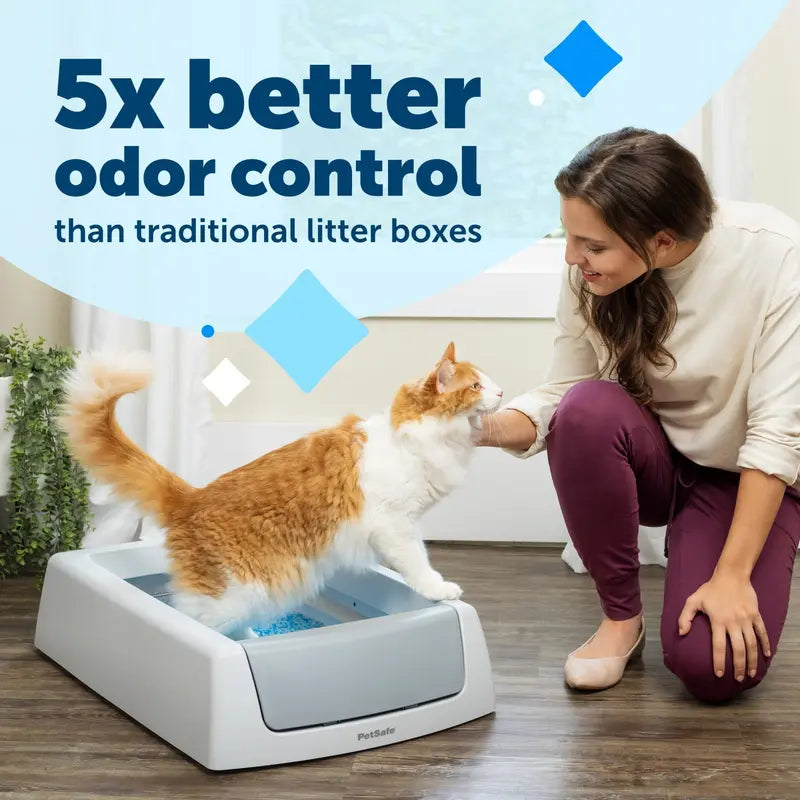 PetSafe ScoopFree Self-Cleaning Litter Box, Superior Odor Control, No Scooping, Disposable Crystal Litter Tray