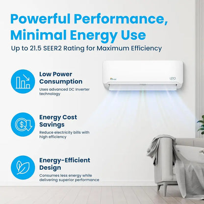 9,000W Mini-Split Heat Pump  110/120V Inverter-Driven AC/Heating System, Alexa-Compatible, ENERGY STAR® Rated (EER 21.5)