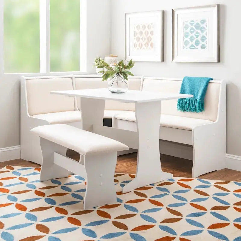 Sedley Farmhouse-Style Nook Dining Set  Compact Dining Ensemble with Integrated Storage Solutions
