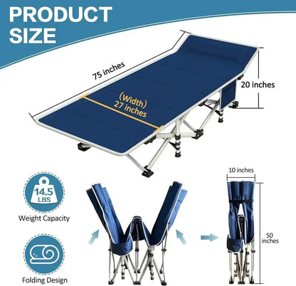 Heavy-Duty Folding Camping Cots with Built-in Mattresses  2-Piece Set for Outdoor Comfort