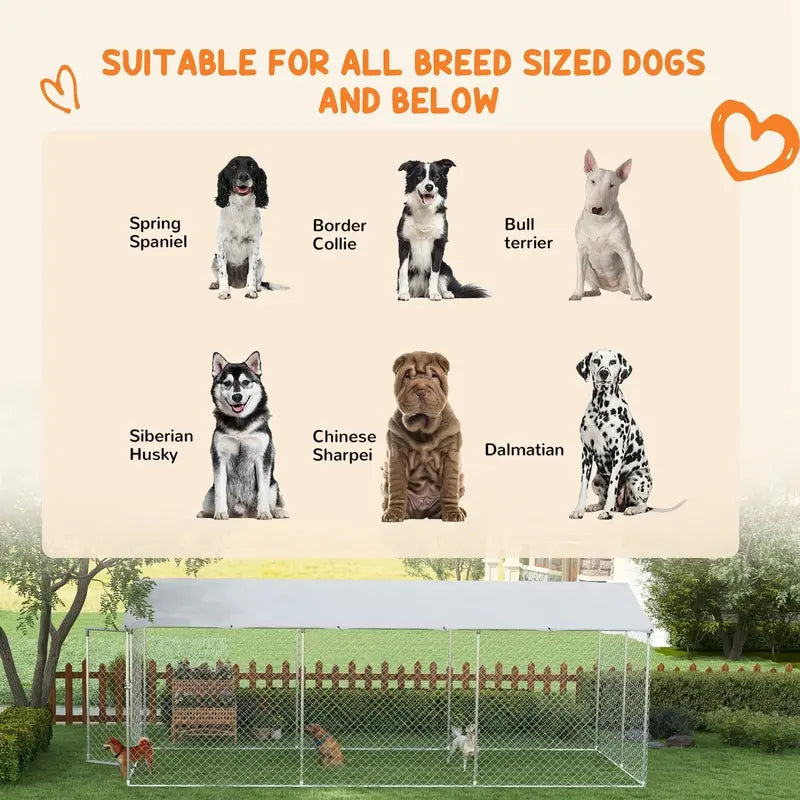PawHut Heavy-Duty Waterproof Outdoor Dog Kennel  19.7 ft x 7.5 ft