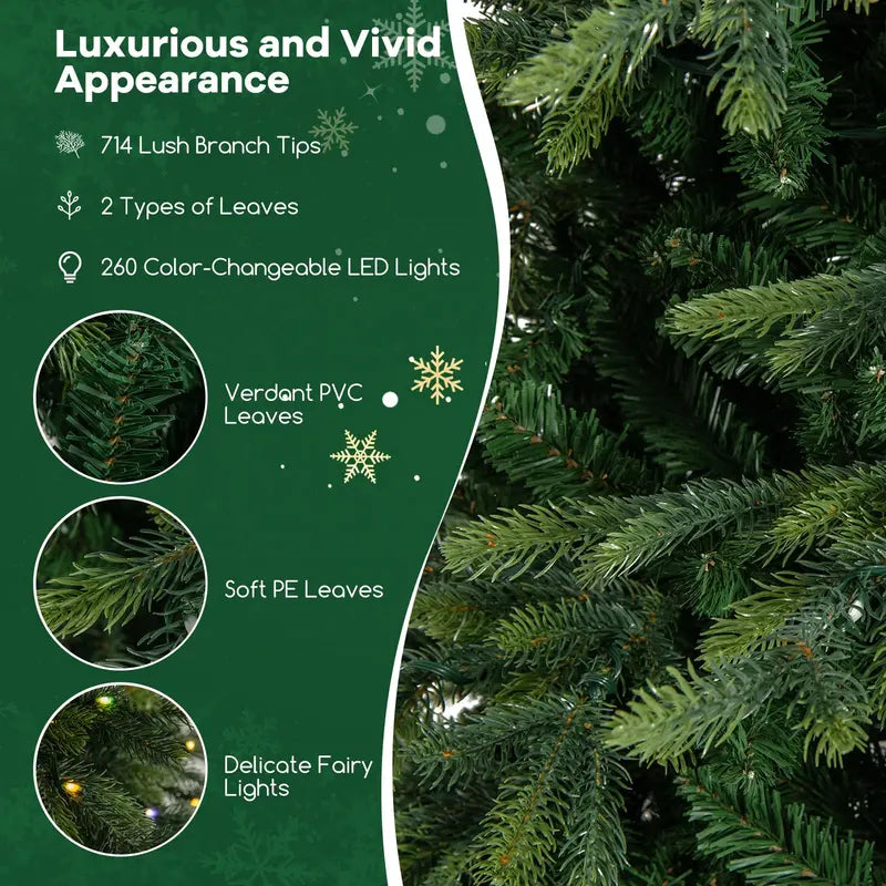 6 ft Pre-Lit Multimode Artificial Christmas Tree  260 Multicolor & Warm White LEDs, 714 Tips, 11 Lighting Effects