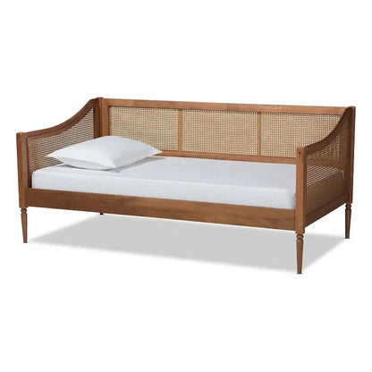 Ogden Twin Daybed  Mid-Century Modern Synthetic Rattan Lounger with Clean Lines
