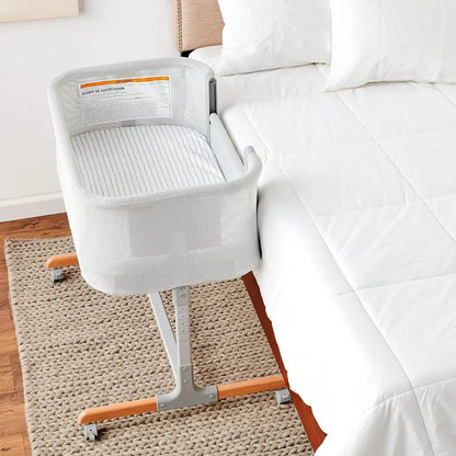 2-in-1 Bedside Bassinet & Sleeper  Cozy, Adjustable Infant Bassinet with Bedside Mode, Grey Fabric