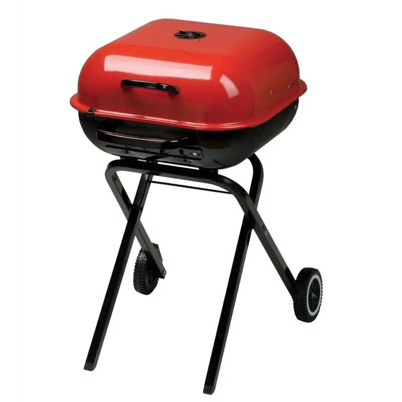 Americana Portable Red Charcoal Grill  Locking Design, Folding Legs, Easy Transport