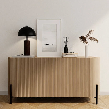 Lampe   poser en m tal noir effet bois Rousseau