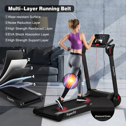 Electric Folding Treadmill  2.25HP Superfit Model with Bright LED Display and Space-Saving Design