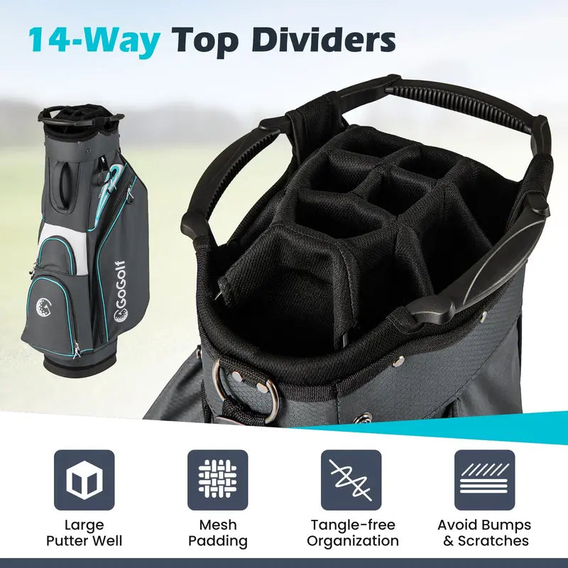 14-Way Divider Portable Golf Bag  Lightweight Carry Solution for Men and Women