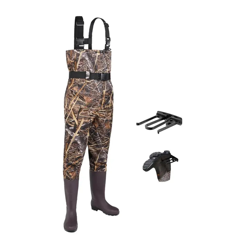 Lightweight Unisex Nylon Chest Waders with PVC Boot Construction