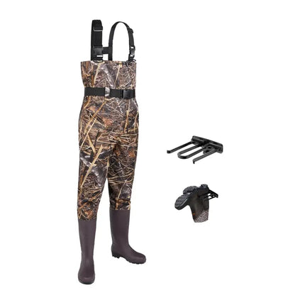 Lightweight Unisex Nylon Chest Waders with PVC Boot Construction