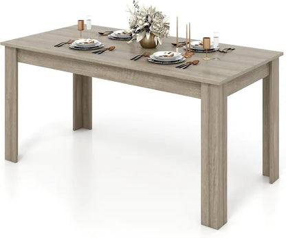 63-Inch Rectangular Farmhouse Dining Table for 6-8, Black Wood Kitchen Table with 330-LB Weight Capacity