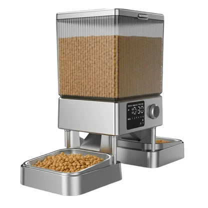 Dual-Bowl Smart Feeder with 5-Liter Airtight Dry Food Storage Container