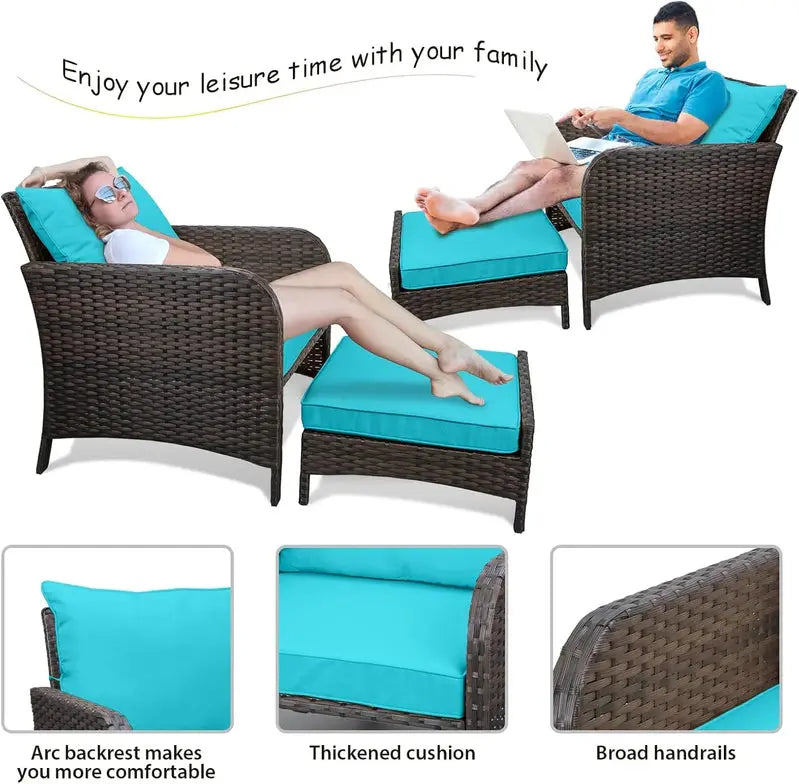 Leveleve 5-Piece Balcony Conversation Set  Compact Patio Furniture with Weather-Resistant Design