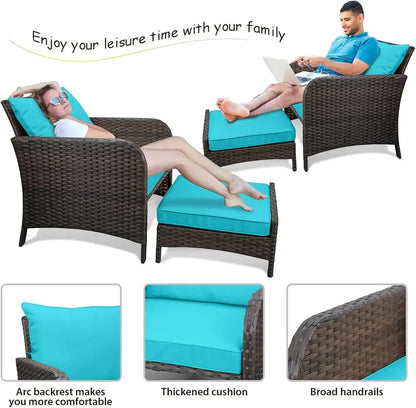 Leveleve 5-Piece Balcony Conversation Set  Compact Patio Furniture with Weather-Resistant Design