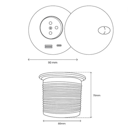 Prise de bureau encastrable avec USB-C et USB-A