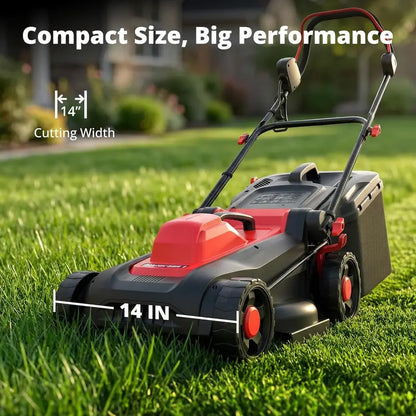 14″ 12.5A Corded Electric Lawn Mower — 2-in-1 Mulching & Side Discharge
