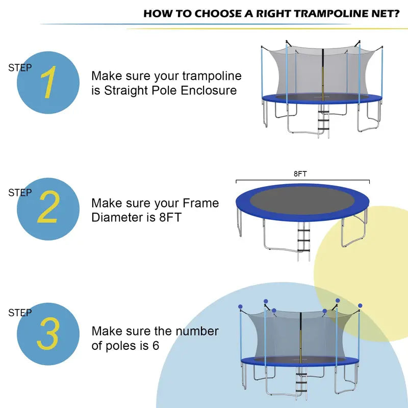 Weatherproof Replacement Trampoline Net for 816FT Round Models