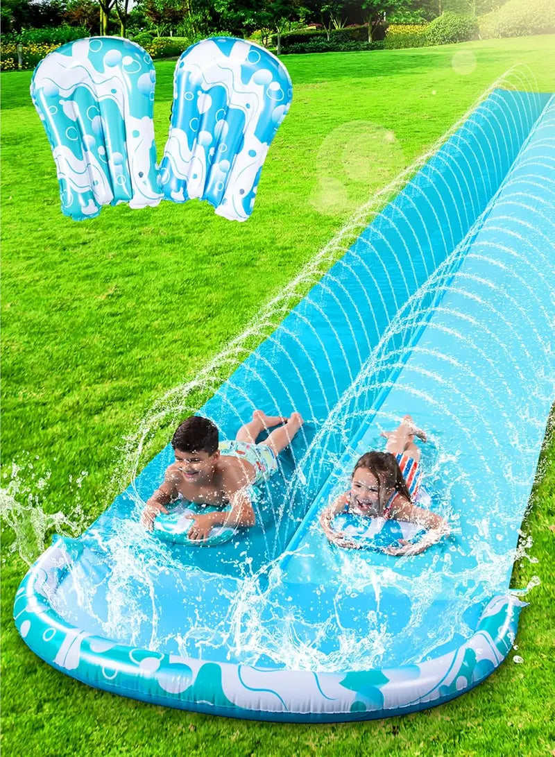 Extra-Long 32.5 ft Backyard Water Slide with Inflatable Boards & Sprinkler  Heavy-Duty Splash Mat for All Ages