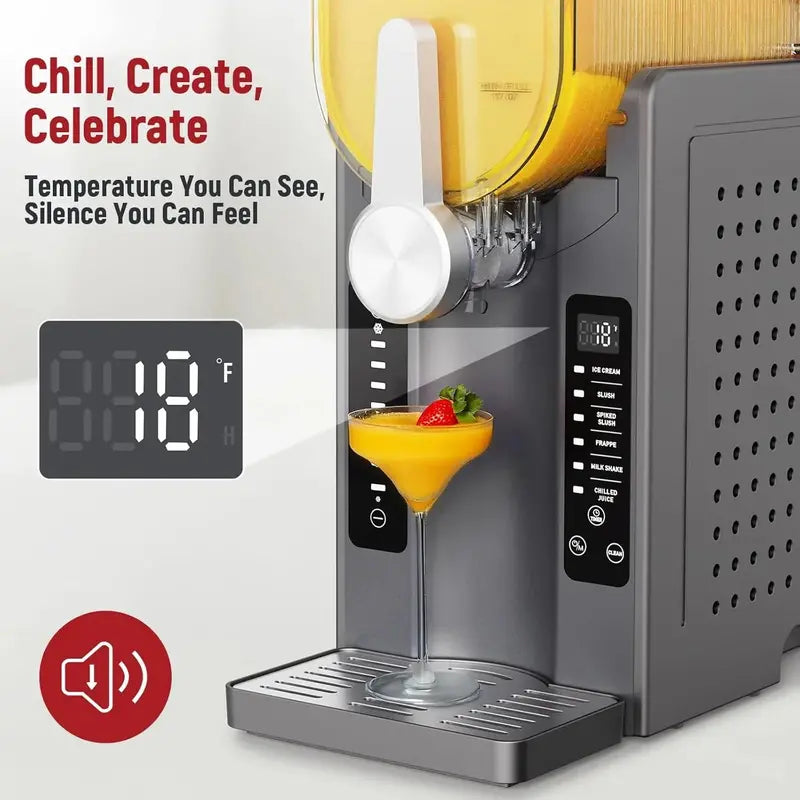 All-in-One Slushie Machine  No Ice Required, Real-Time Temp Display & Auto-Clean Function for Frozen Drinks