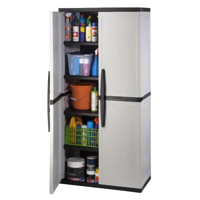 Freestanding Gray Garage Cabinet  35″W × 71″H × 18″D, Adjustable Shelving & Locking Doors (2025 Model)