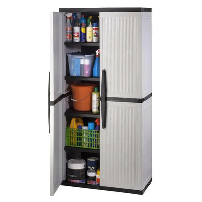 Freestanding Gray Garage Cabinet  35″W × 71″H × 18″D, Adjustable Shelving & Locking Doors (2025 Model)
