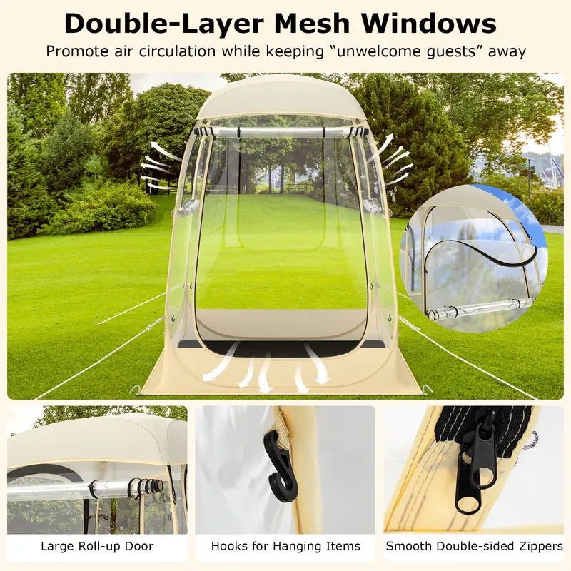 Pop-Up Sports Tent  4.2 ft x 4.2 ft Weather-Resistant Pod for 12 People with Carry Bag & Floor Mat