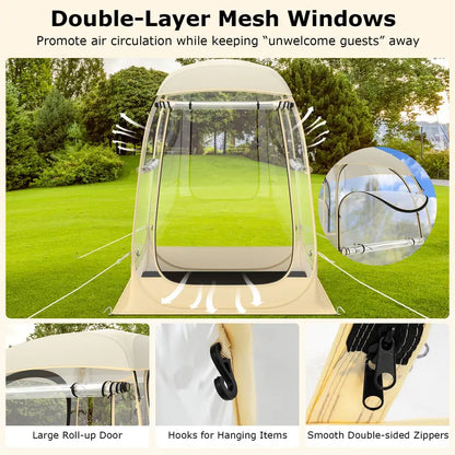 Pop-Up Sports Tent  4.2 ft x 4.2 ft Weather-Resistant Pod for 12 People with Carry Bag & Floor Mat