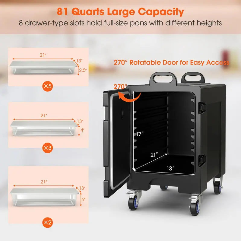 Heavy-Duty Insulated Food Pan Carrier  Holds Five Full-Size Gastronorm Pans, Thermal Retention Design
