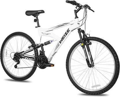 WEIZE Dual-Suspension Mountain Bike  26″ or 27.5″ Hybrid Off-Road Bicycle for Adults, 18-Speed Shimano Drivetrain, Steel Frame, Adjustable Ergonomic Saddle