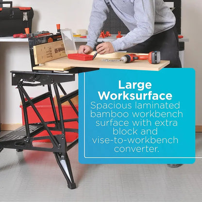 Portable Workmate Workbench, 550 lbs Capacity, Vertical & Horizontal Clamping, DIY & Woodworking (WM425-A)