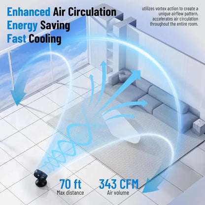 Brand Portable Desk Fan, 12000mAh Rechargeable Air Circulator with 6 Speeds, 360° Tilt, 90° Oscillation, Timer for Home & Office