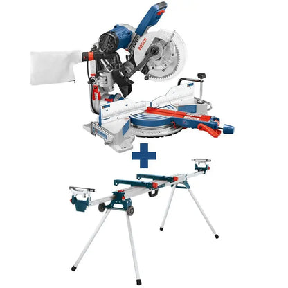 Bosch 15 Amp Corded 10 in. Dual-Bevel Sliding Glide Miter Saw with 60-Tooth Saw Blade with Bonus 32-1/2 in. Folding Leg Stand CM10GD+GTA3800