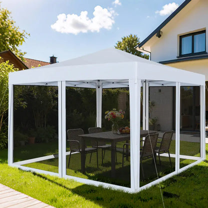 10×10 FT Pop-Up Canopy Tent  Instant Setup Outdoor Shelter with Mesh Panels, Carry Bag & Adjustable Height