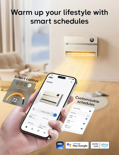 Dreo WH719S Smart Wall Heater | 1500W Vertical Oscillating Heater with 120° Sweep, Alexa Integration, 24H Timer, Remote & Adjustable Thermostat for Compact Spaces