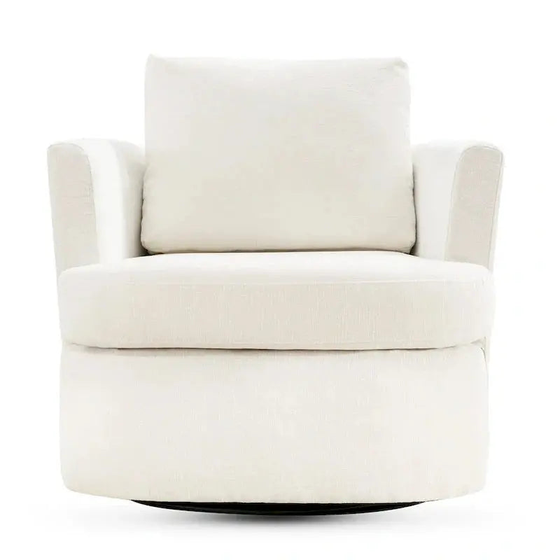 Modern Chenille Swivel Accent Chair  Barrel-Style Rotating Armchair for Living Spaces