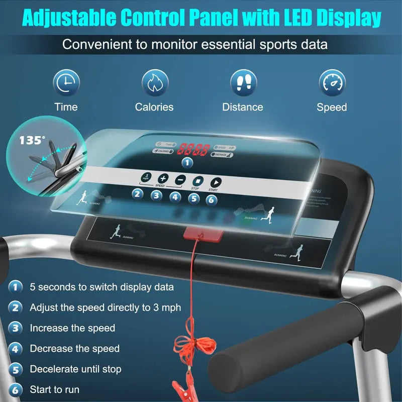 2.25 HP Compact Folding Treadmill  Superfit Model with LED Display & Smart App Control