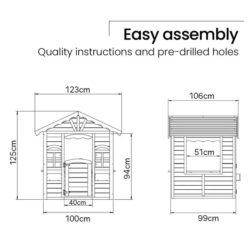 ROVO KIDS DIY Timber Playhouse  Natural-Finish Wooden Cubby House for Backyard Play