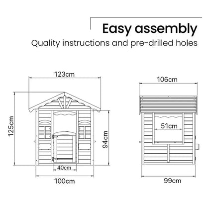 ROVO KIDS DIY Timber Playhouse  Natural-Finish Wooden Cubby House for Backyard Play