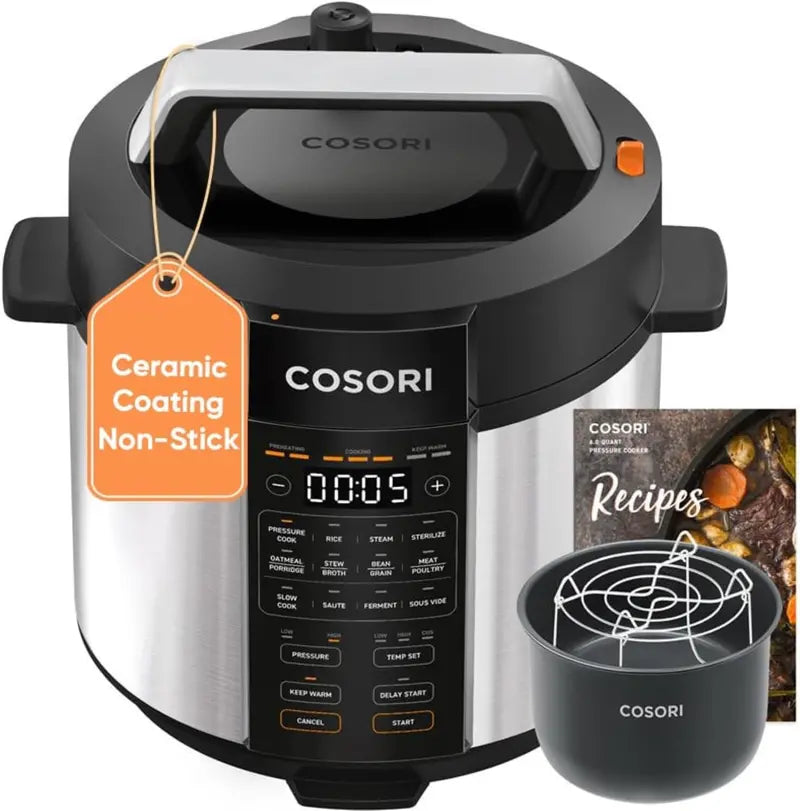 COSORI 6-Quart 9-in-1 Pressure Cooker  Stainless Steel Multi-Cooker with Sous Vide, Slow Cook, Sauté & Rice Functions (1100W)