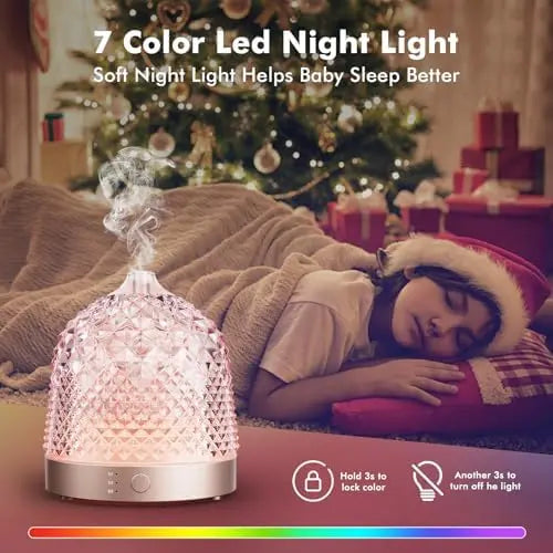 200ml Glass Reservoir Essential Oil Diffuser with Colorful Lights & Auto-Off for Home, Office, Bedroom