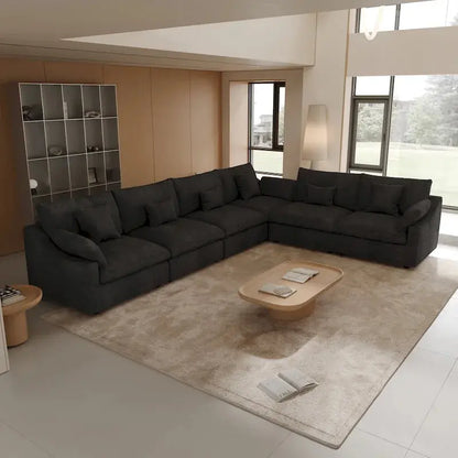 Large Linen Corner Sectional Sofa  Modular Living Room Couch Set